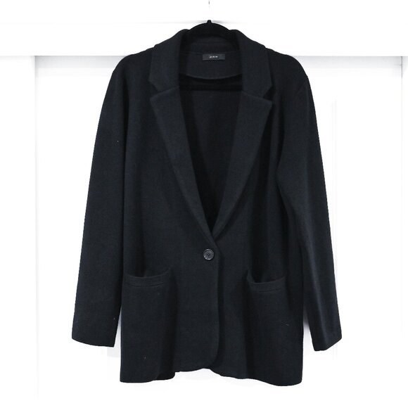 J. Crew Large Black Cecile Relaxed Knit Wool Sweater-blazer - Picture 1 of 7
